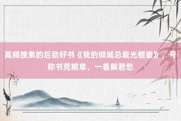 高频搜索的后劲好书《我的倾城总裁光棍妻》，号称书荒粮草，一看解君愁