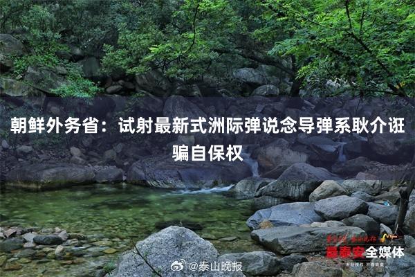 朝鲜外务省：试射最新式洲际弹说念导弹系耿介诳骗自保权