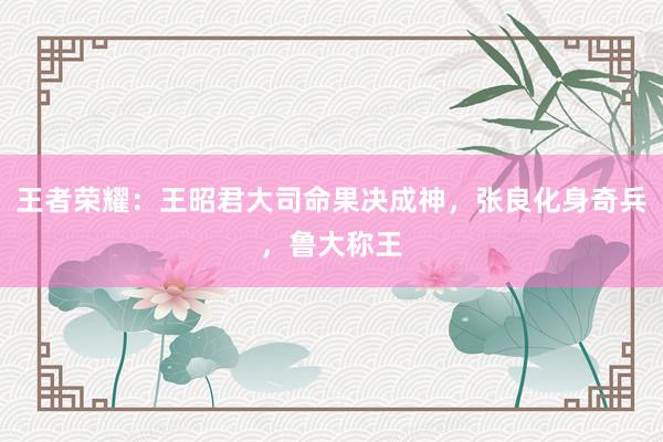 王者荣耀：王昭君大司命果决成神，张良化身奇兵，鲁大称王